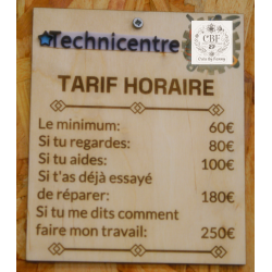 Planche tarif horaire humoristique (15x20cm)